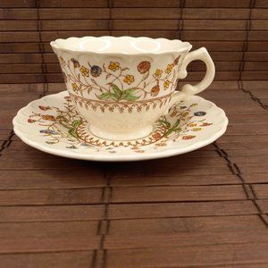 Vintage Vernon Kilns Desert Bloom Footed Tea Cup And Saucer